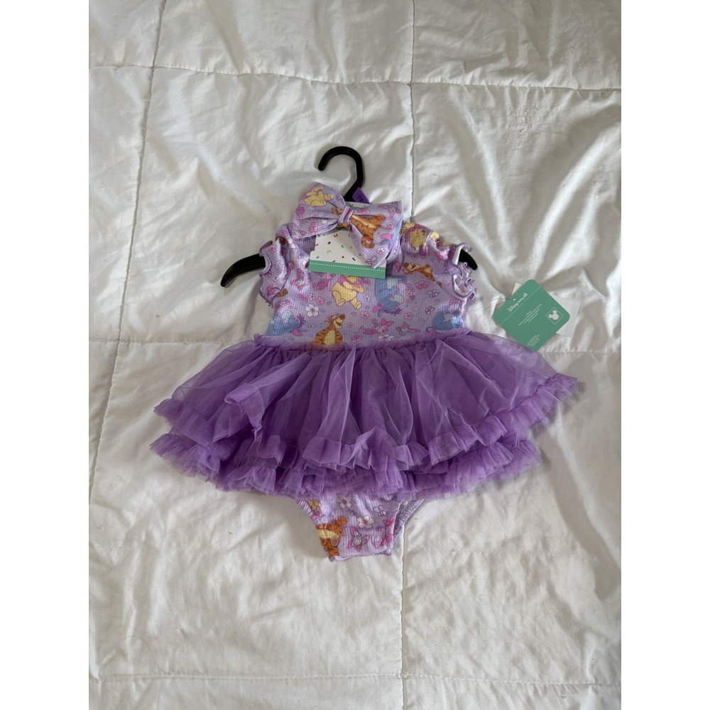Disney Baby Winnie The Pooh Purple Tutu Bodysuit Dress 12M